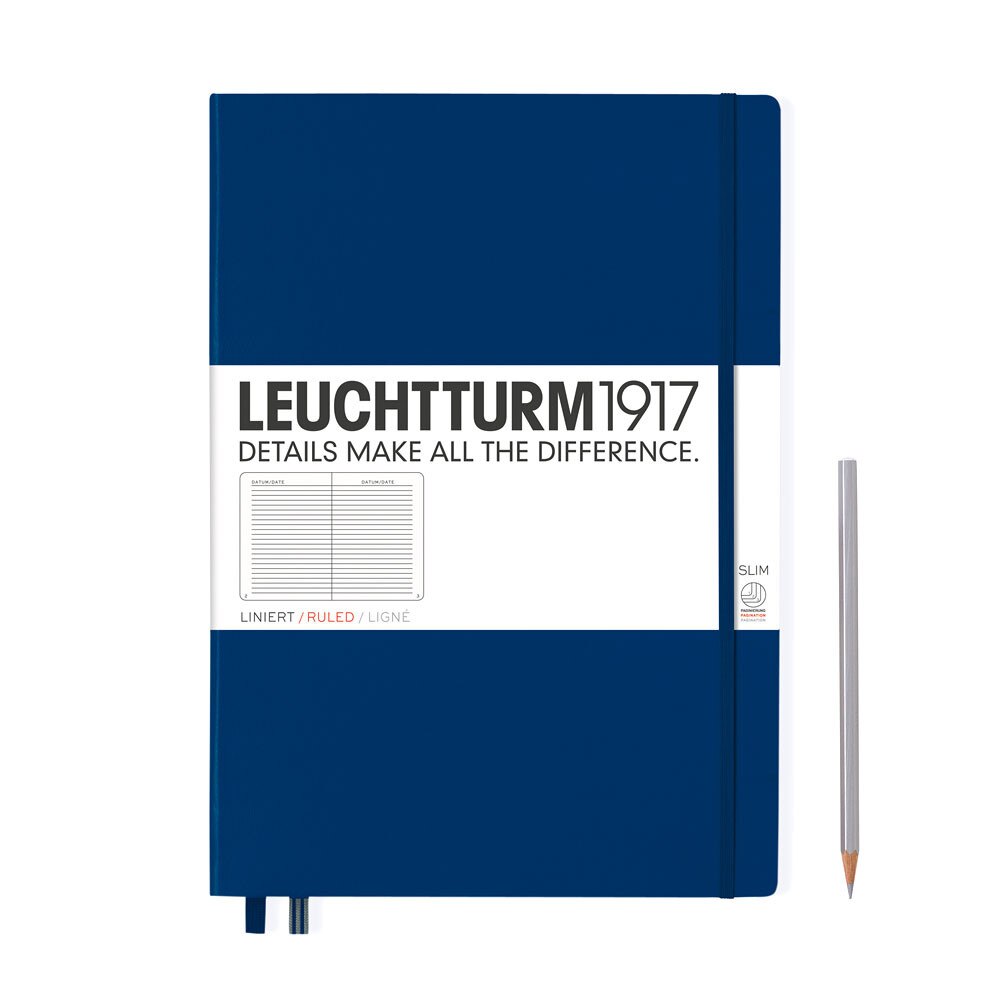 Leuchtturm 1917 Master Slim A4+ Hardcover Notebook 121ct – Navy – Ruled